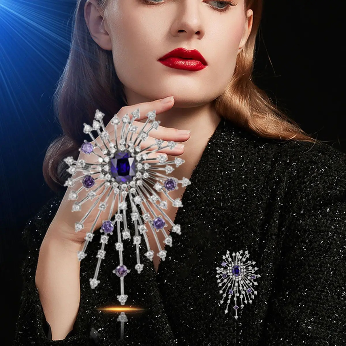 SUYU Fashionable Zircon Brooch Fireworks Exquisite Brooch Fashionable Pin Buckle Womens Clothing Accessories 250217