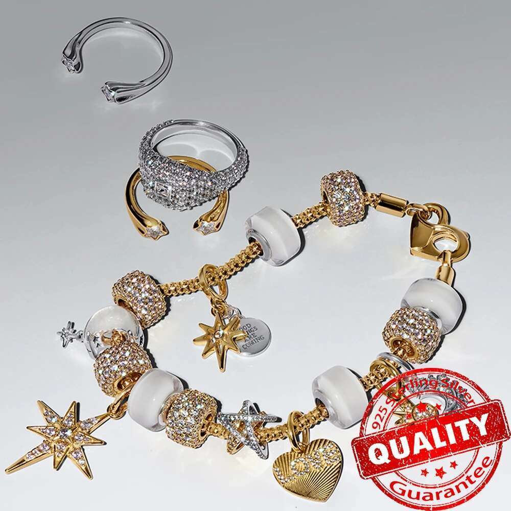 925 Sterling Silver Sparking Bow beads North Star Lucky Love Heart Dangle Charm Fits Bracelet For DIY Necklace Charm Gift for women