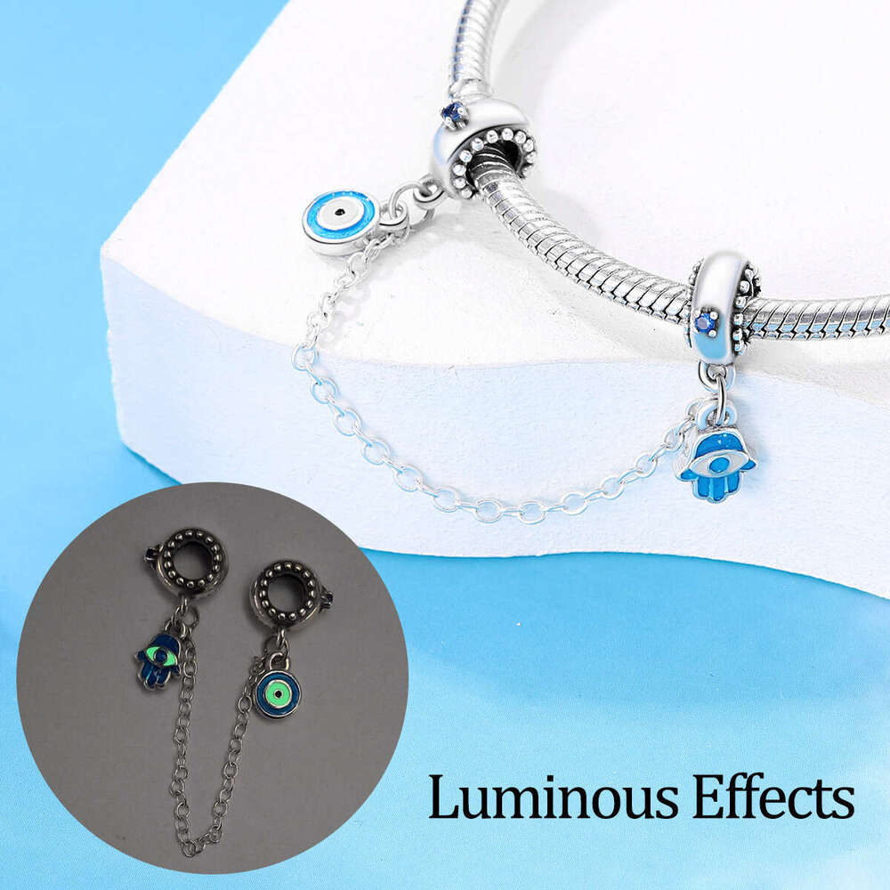 925 Sterling Silver new protective luminous safety chain Charms fit bracelet DIY for women fashion jewelry gift