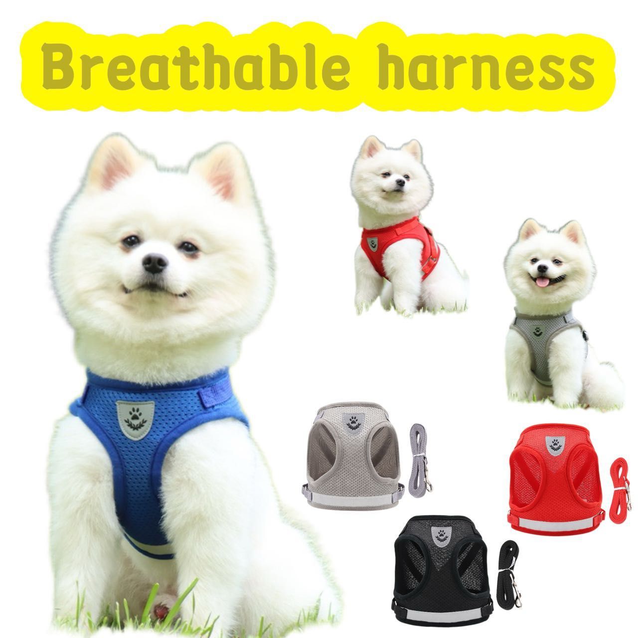 Breathable Pet Harness and Leash Combo Safe and Durable Reflective Vest for Dogs and Cats of All Sizes