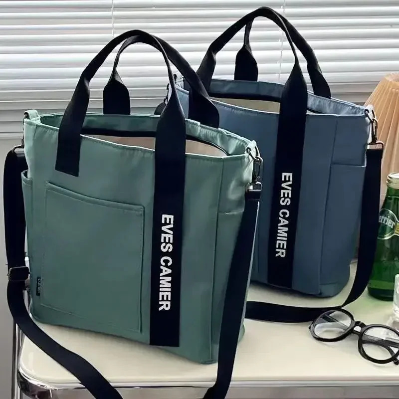 New Casual Tote Large Capacity Shoulder Bag Nylon Waterproof Canvas Handbag Simple Fashion Messenger Bags For Schoolgirl R250311