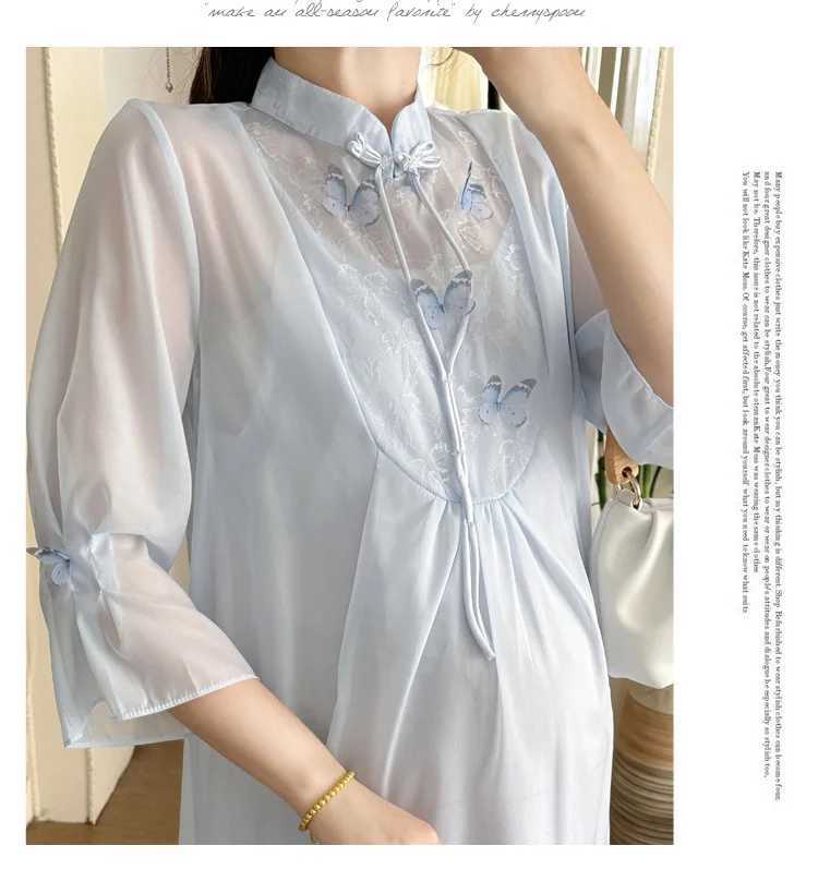 Pregnant Womens Fashion Improvement Qipao Two Piece Set Dress Maternity Chi-pao Pregnancy CheongsamT250311