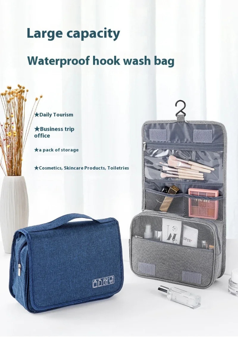 Foldable toilet bag organizer hanging storage bathroom makeup box travel business 250311