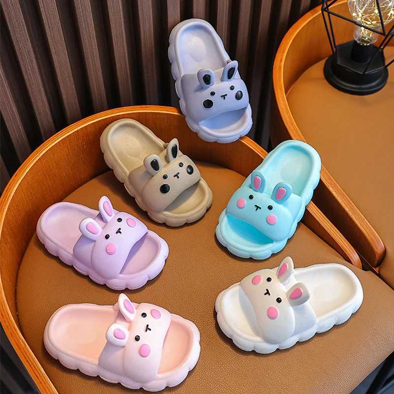 Children Slippers Cartoon Bunny Soft Sole Anti-Slip Sandals Solid Summer Boys Girls Baby Kids Cute Shoes 4-12YT250311