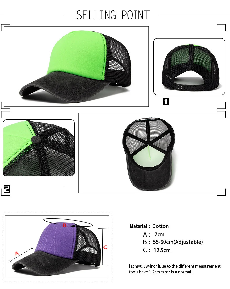 1 baseball cap mens summer breathable mesh sun hat unisex cotton buckle truck liner 250311