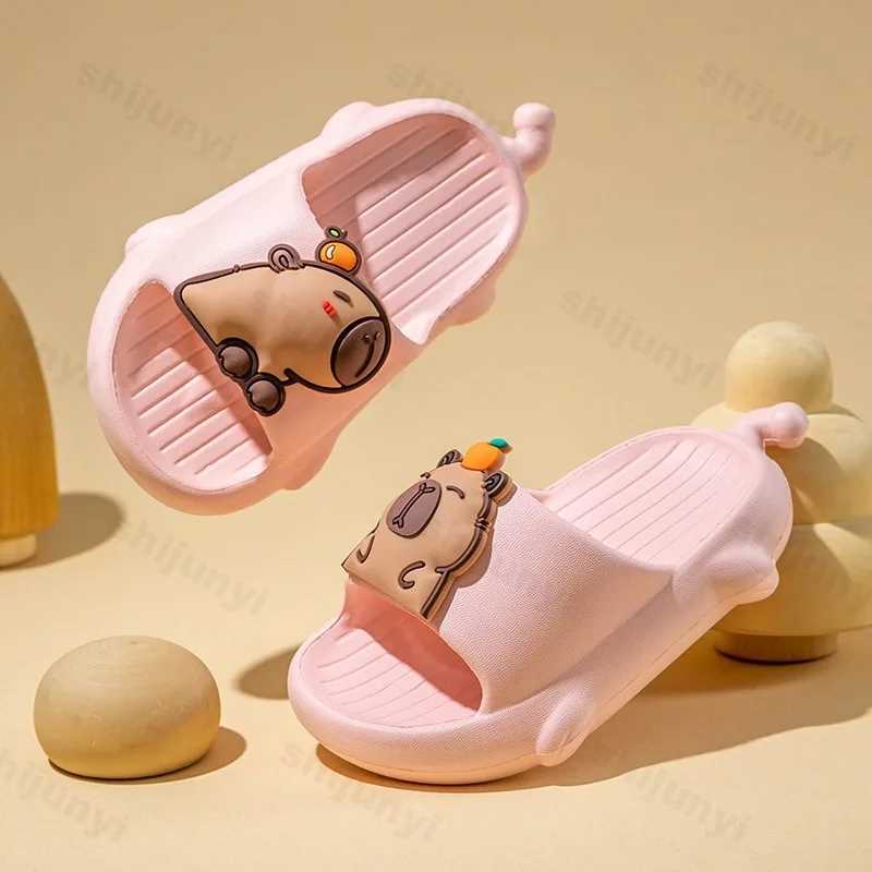 Children Capybara Slippers Lovely Girl Thick Sole Non-slip Summer Flip Flops Beach Sandals Flat cartoon EVA 2025 Kids SlippersT250311