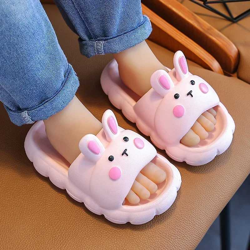 Childrens Slippers Kids Summer Girls Cartoon Bunny Non-Slip Soft Soles For Children Indoor Home Boys Toddler Baby SandalsT250312