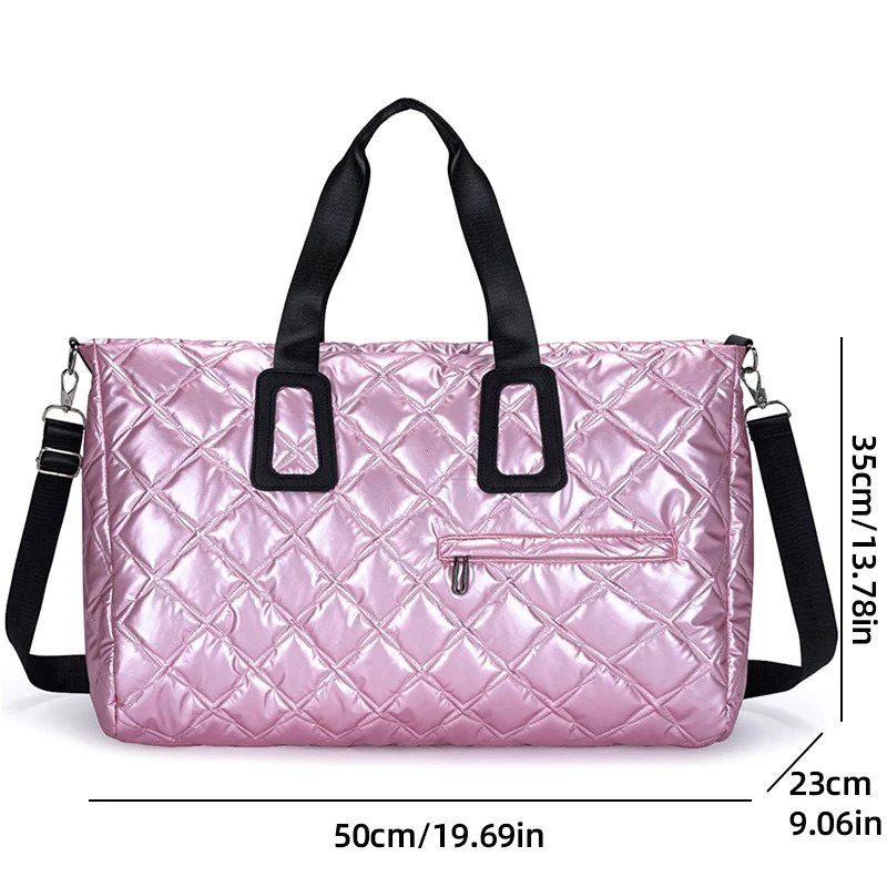 Travel Tote Bag Quilted Plaid Shoulder Duffle Bags Outdoor Camping Shopping Handbag Large Sport Gym Yoga Pack with Wet and Dry 250311