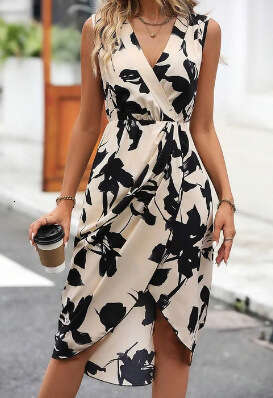 Printed Sleeveless Holiday Style Dress with Versatile Style, New Trendy Clothing in 2025