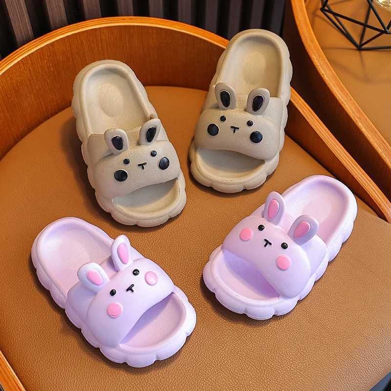 Childrens Home Slippers Summer Cute Cartoon Rabbit Slippers Girls Boys Fashion Non-Slip Indoor Flats Kids Beach Shoes SandalT250311