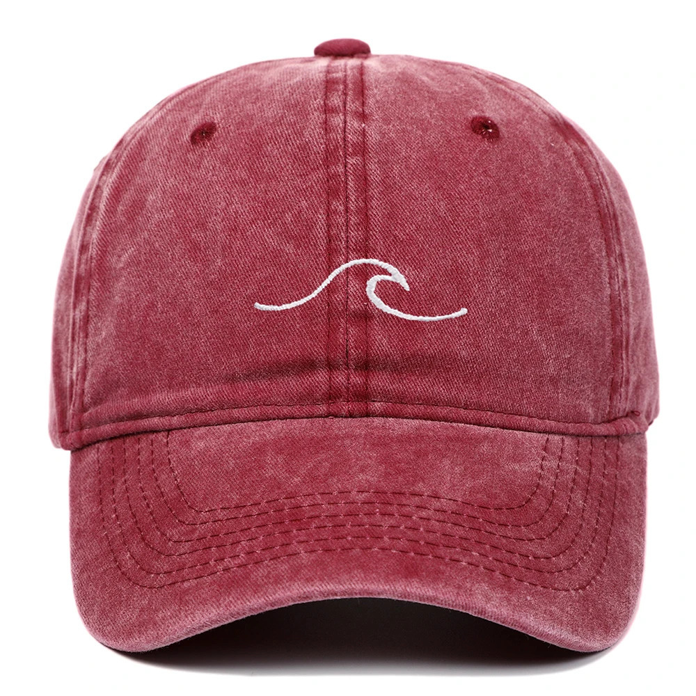 1Pcs Neutral and Fashionable Wave Pattern Embroidered Baseball Cap Retro Washed Duckbill Suitable For Outdoor Sports 250311