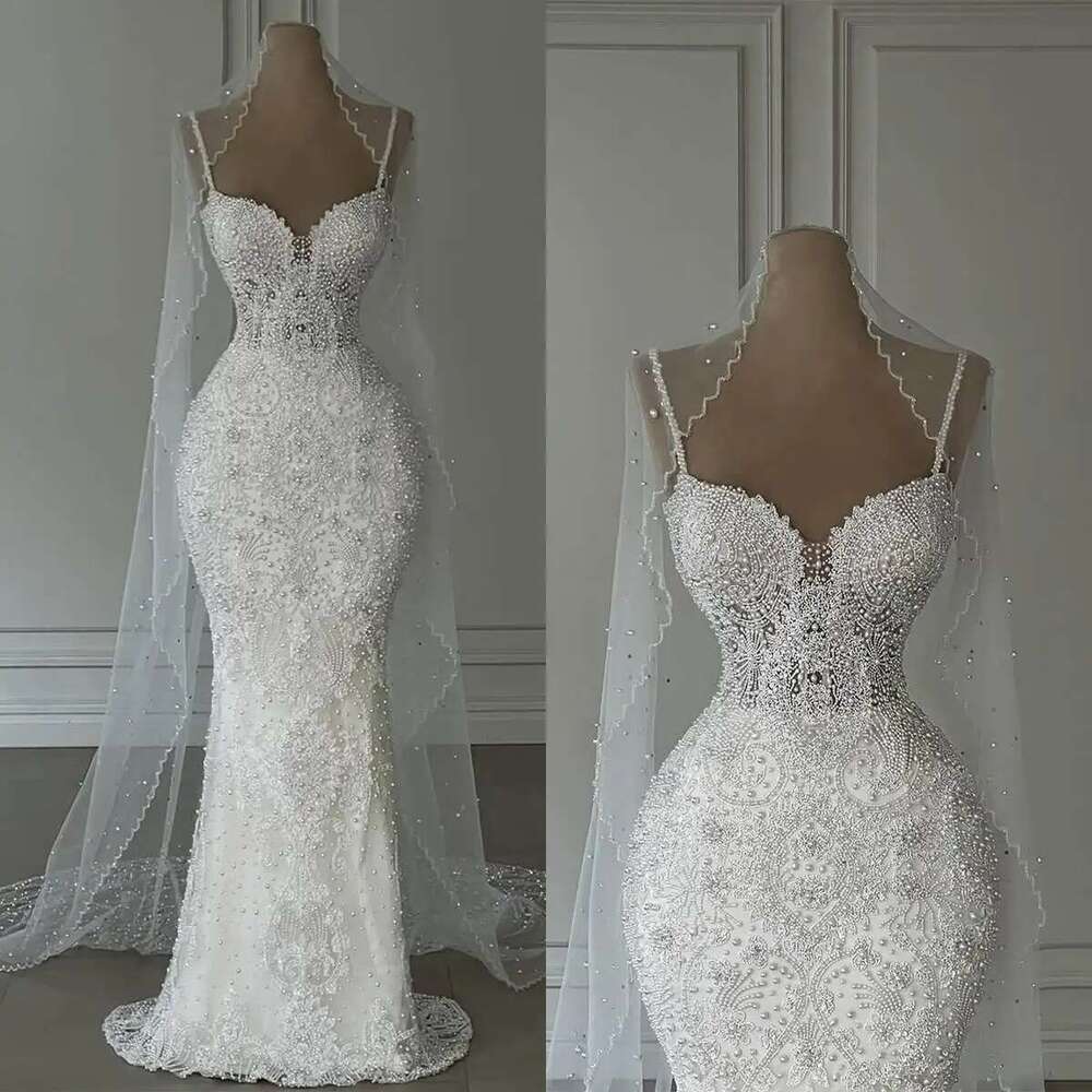 Elegant Beads Mermaid Wedding Fashion Lace Sequins Sleeveless Up The Floor Bridal Dress Made To Order