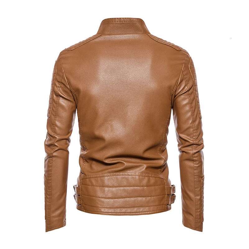 PU Leather Jacket Men's Spring And Autumn Outdoor Motorcycle Riding Racing Suit Fashionable Windproond Waterproof Top
