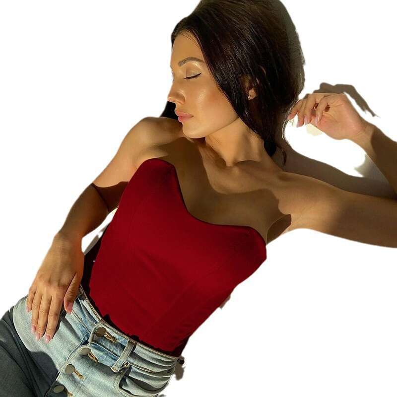 European and American women's summer fish bone waist waistband cross shaped vest for external wear, chest wrapped small vest, 2025 temperament ve