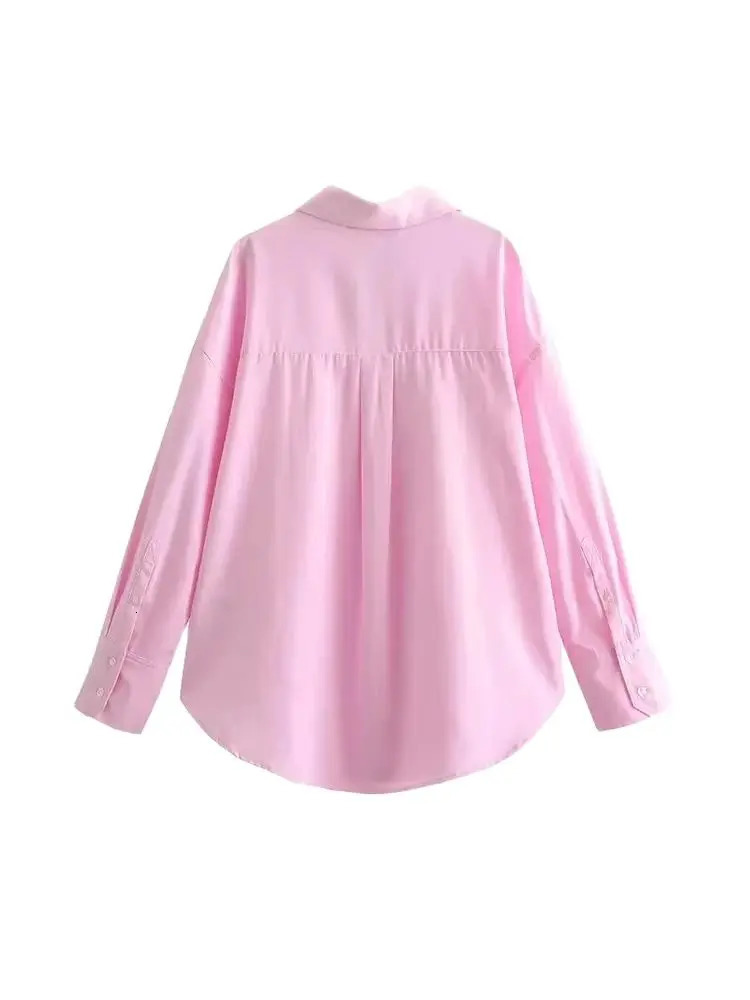 TRZALoose Asymmetric Shirts for Women Long Sleeve Front Button Female Blouses Chic Tops Fashion 250311
