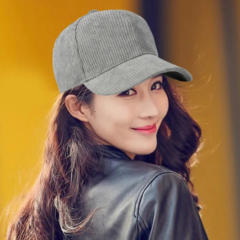 Solid Corduroy 100% pure cotton retro unisex baseball adjustable polo truck cap 250311