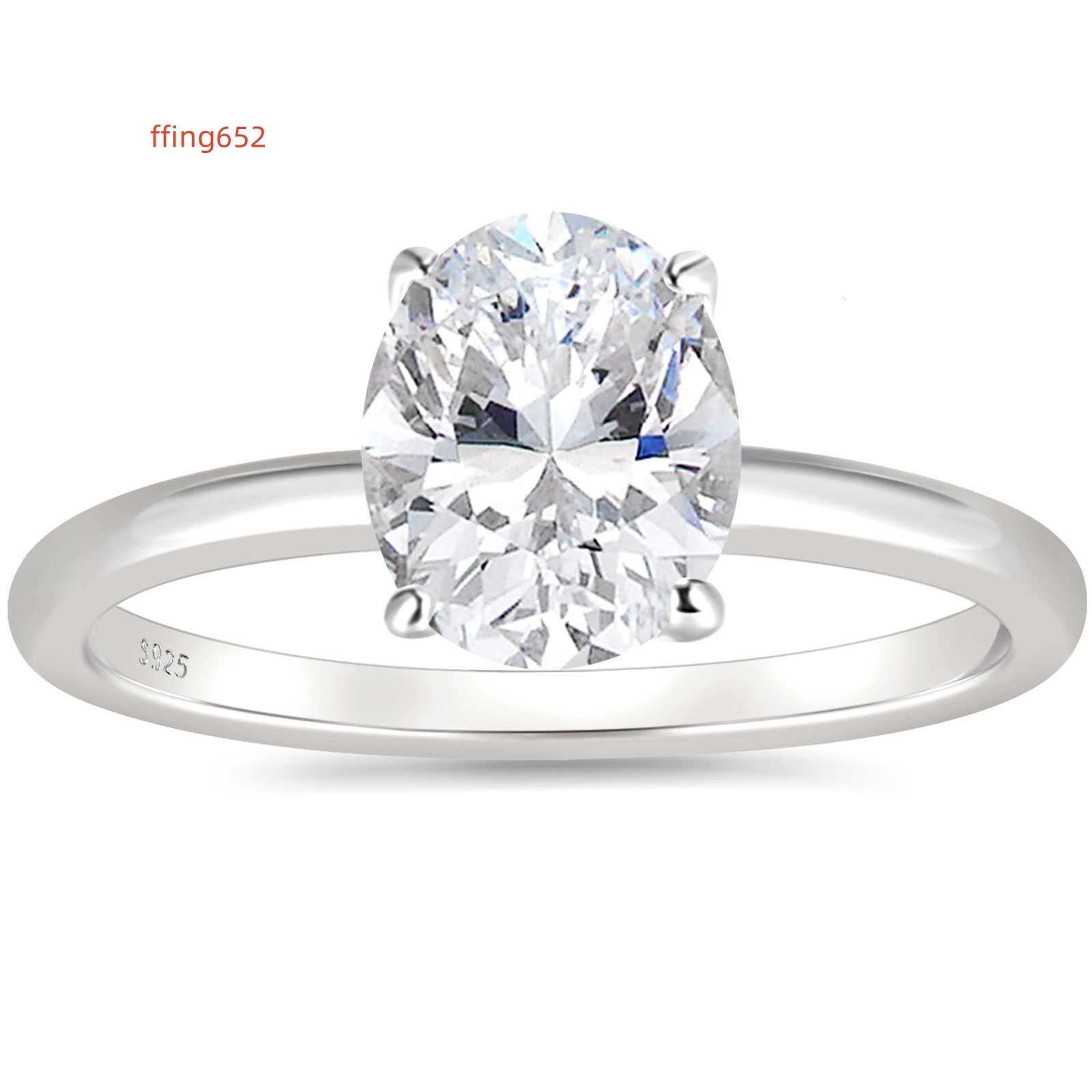 OAHLAN 925 Sterling Silver Rings 3ct Oval Cut Zirconia Diamond Solitaire Ring Women Engagement Band