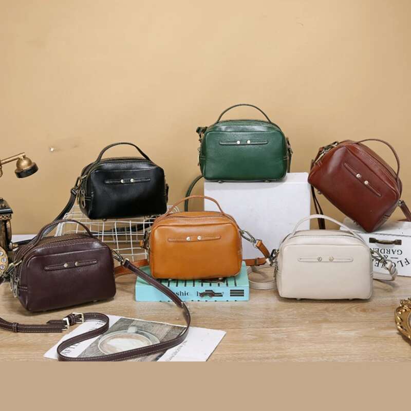 Burminsa 100% Cowhide Genuine Leather Small Crossbody Bags For Women 2025 Designer Shoulder Purses Square Ladies Handbags