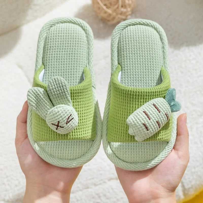2-12Years Kids Slippers Rabbit Cotton Four Seasons Parenting Boys Girls Cartoon Summer Indoor Childrens Fish Mouth SlippersT250311