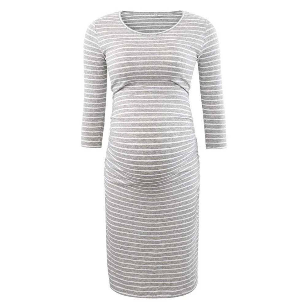 2024 summer Womens Maternity Bodycon Ruched Side Dress Casual Short 3/4 Sleeve Dress for Daily Wearing Or Baby ShowerT250311