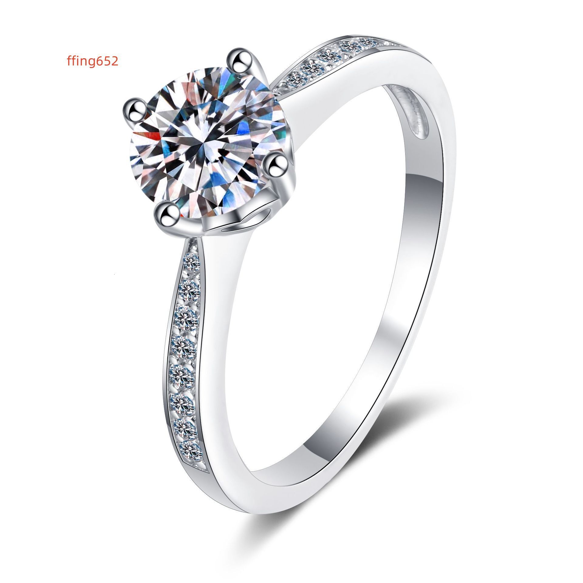 Pure Silver Moissanite PT950 Plated Ring Set with a Dazzling Stone for Women