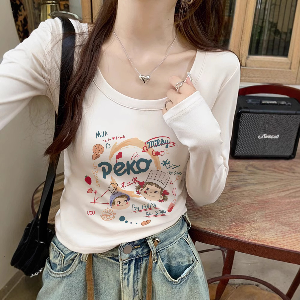 2025 new white designer women's undersole shirt slim fit long sleeved T-shirt top fashionable casual short sleeved shirt1