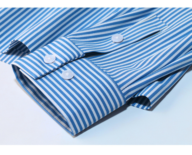 Long sleeved polo shirt men's business casual striped T-shirt collar Korean version high elasticity blue autumn and winter high-end feeling track