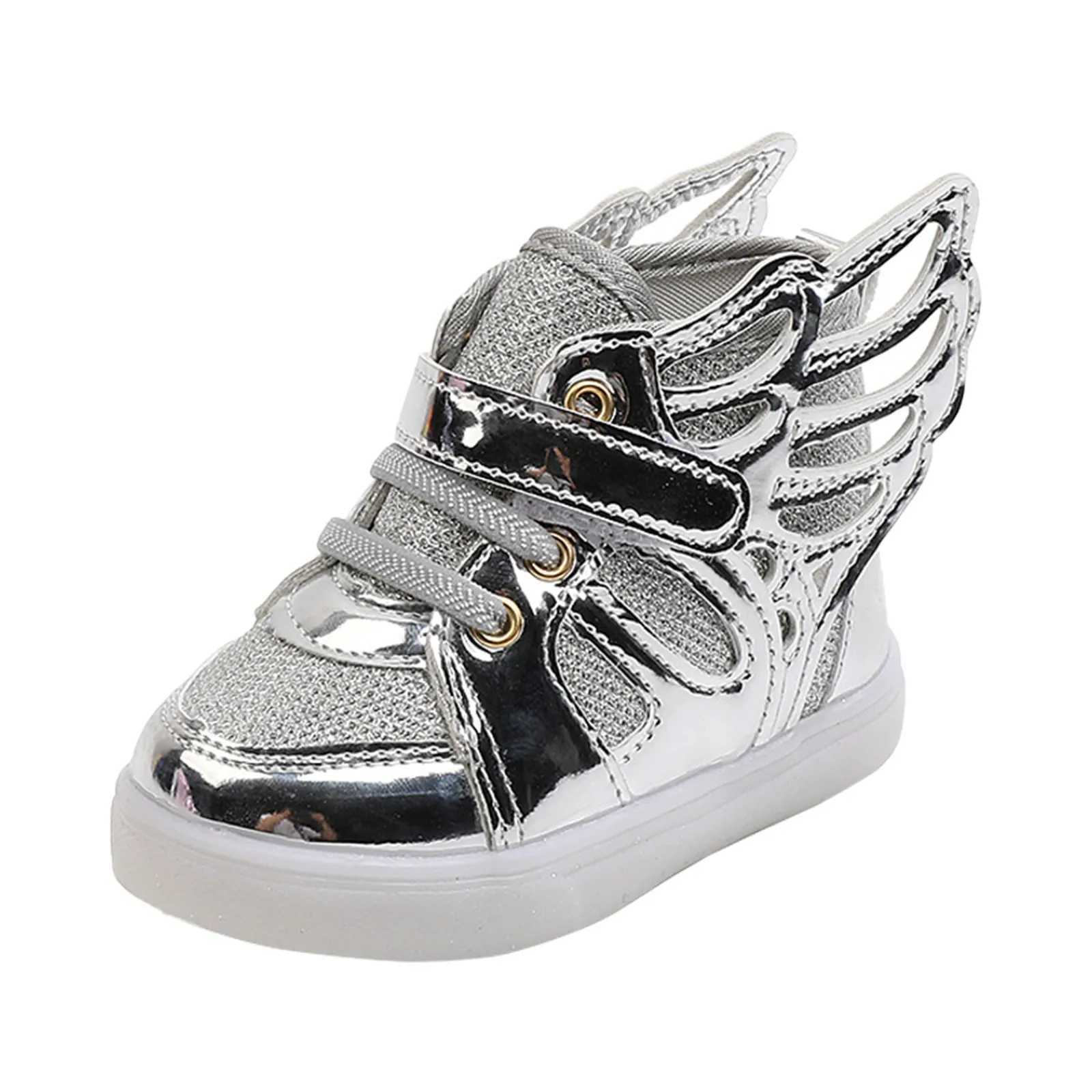 Toddler Girl Tennis Light Up Winged Sneakers Baby Toddler Shoes Korean Led Athletic colors Gold Led Shoes kids Glowing CasualXJ250311