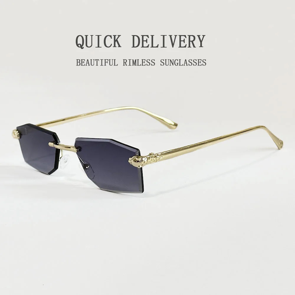 In Rimless Sunglasses Women Trendy Fashion Glasses Sunscreen Shades Luxe Femme Lenses De Sol Femme Lunette Soleil Femme 250311