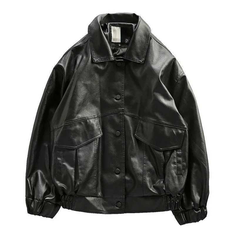 2023 Autumn New Light Luxury Fashion Loose Leather Clothing Men Motorcycle Clothing Comfortable Jacket PU Leather JacketT250311