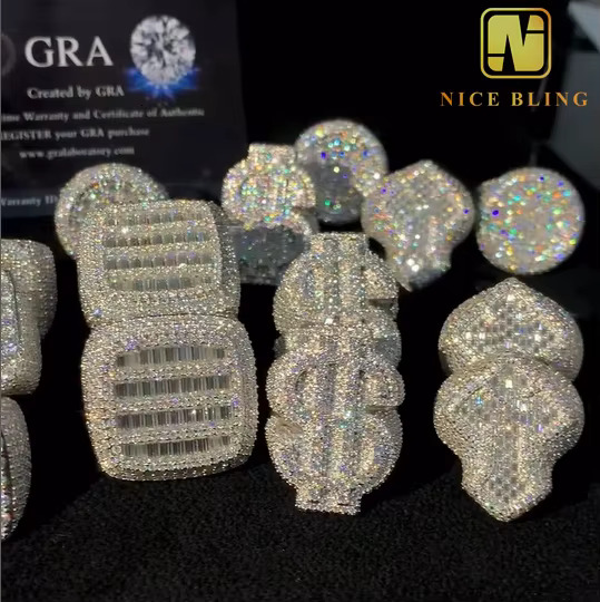 Fashion Custom Hip Hop Style Men Ring Iced Out VVS Moissanite Diamond Jewelry 925 Sterling Silver Rings Men Women