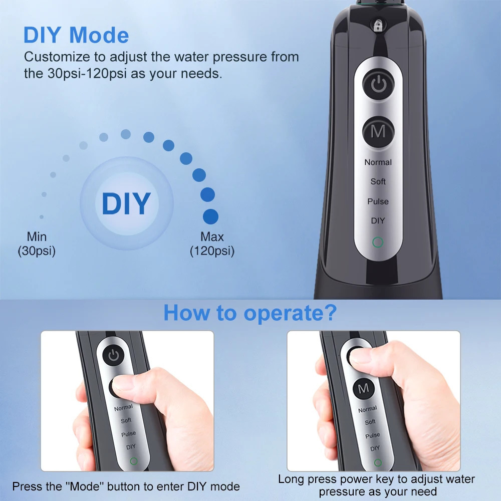 INSMART Oral Irrigator Dental Water Flosser Teeth Waterproof Portable Dental Water Jet Floss 300ML Teeth Cleaner 250310