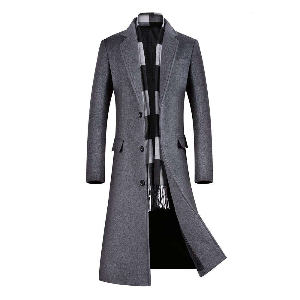 Woolen Extended Thickened Woolen Coat, Business Casual, Middle-Aged And Young Men's Coat