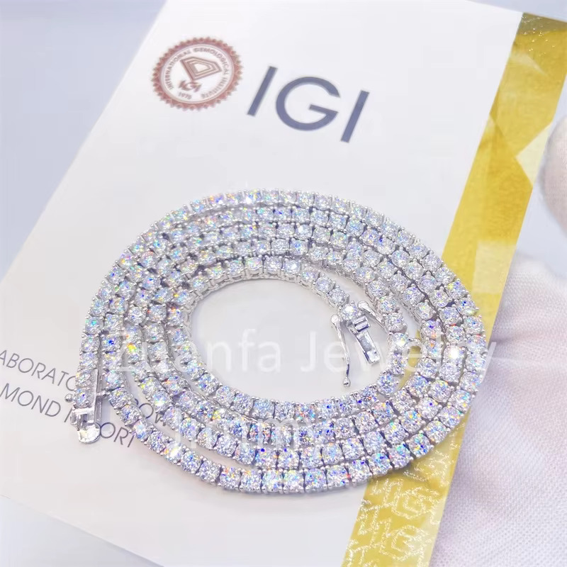 IGI Certificates 3mm Lab Grown Diamond Jewelry 10k Real Gold Personalized Tennis Necklace and Bracelet