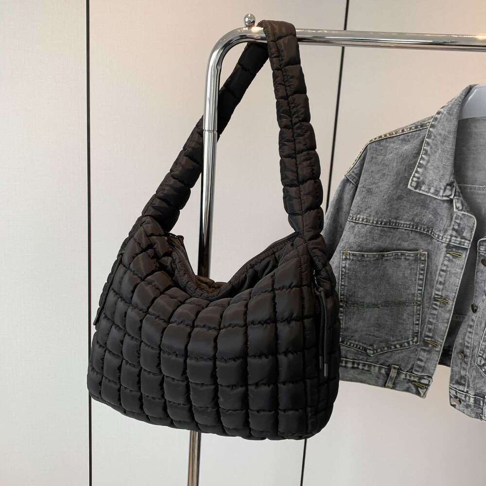Folded Cloud Women's Fashionable One Shoulder Crossbody Double Side Pull Capacity Down Cotton Coat Tote Bag B2