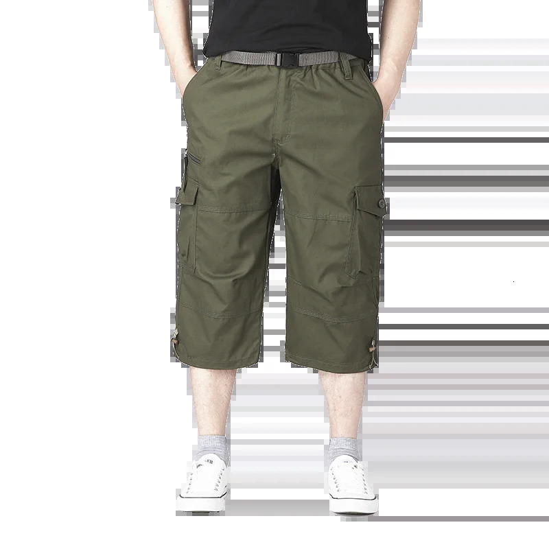 Summer pure cotton cropped shorts for men and young people straight leg sports camouflage casual workwear shorts loose and thi 250310