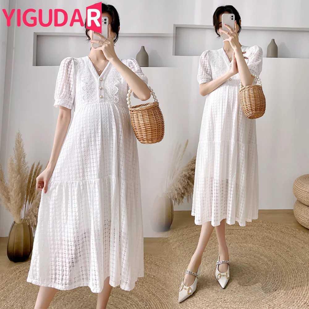 Maternity Dresses Lace Pregnant Women Clothes short sleeve pregnancy photoshoot dress korean fashion vestidos de fotografiaT250311