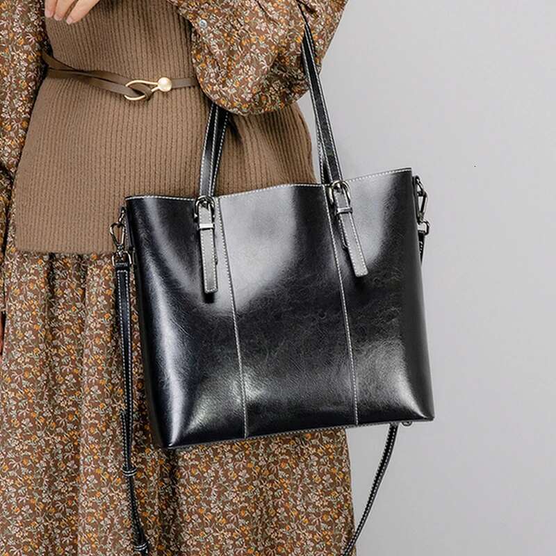 Burminsa Cowhide Genuine Leather Large Tote For Women 2025 Designer Shopping Shoulder Bags Office Ladies Handbags