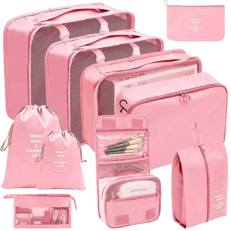 78910 Pcs Set Travel Organizer Storage Bags Suitcase Packing Cubes Set Cases Portable Luggage Clothes Shoe Tidy Pouch Folding 250311