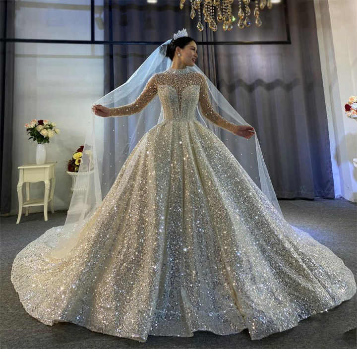 Crystal Wedding Dresses Ball Gown Strapless Lace Appliques Beads Pearls Sequins Plus Size Court Gown Customized Special Occasion Vestidos De Novia
