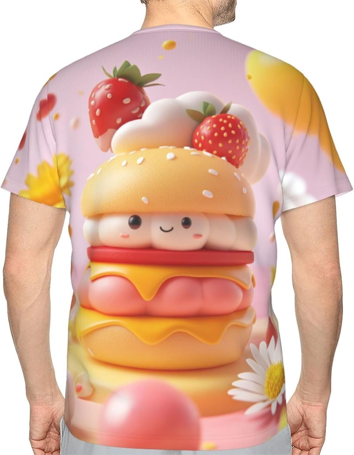 Mens T shirt Mens Womens Cartoon Hamburger Graphic T-Shirts Unisex Fruit Burger 3D Printed Funny Short Sleeve Novelty Tops tee Casual tops summer clot