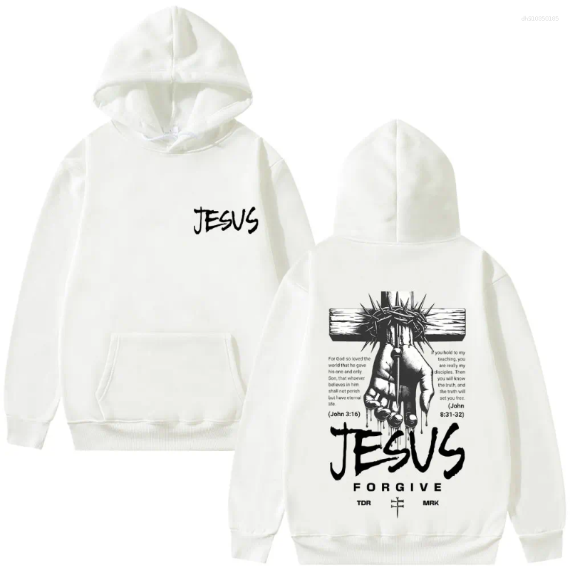 Men's Hoodies Awesome Jesus Forgive Bible Graphic Hoodie Men Women Hip Hop Fashion Retro Sweatshirt Male Casual Fleece