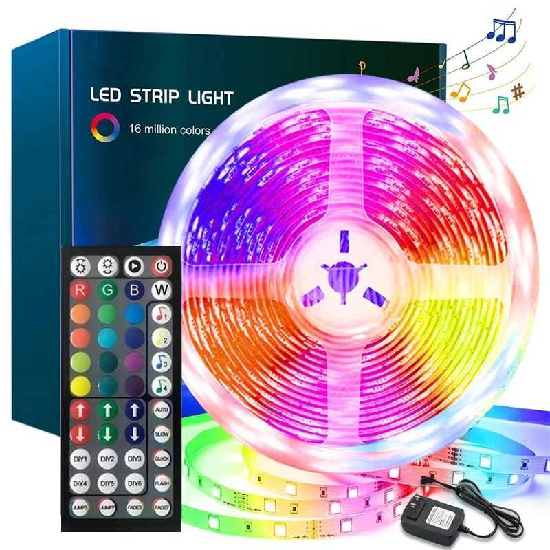 RGB LED Strip Lights 100ft/1181.1inch (1 Roll) Music Sync Color Changing Lamp With Remote App Control Room Lighting Luces Led Z250311