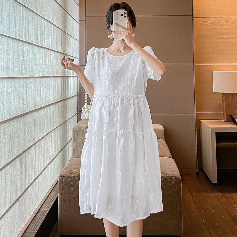 New Summer Casual Dresses For Pregnant Ladies Premama Contrast Color Beachwear Maxi Dress Maternity Gown Pregnancy Women ClothesT250311