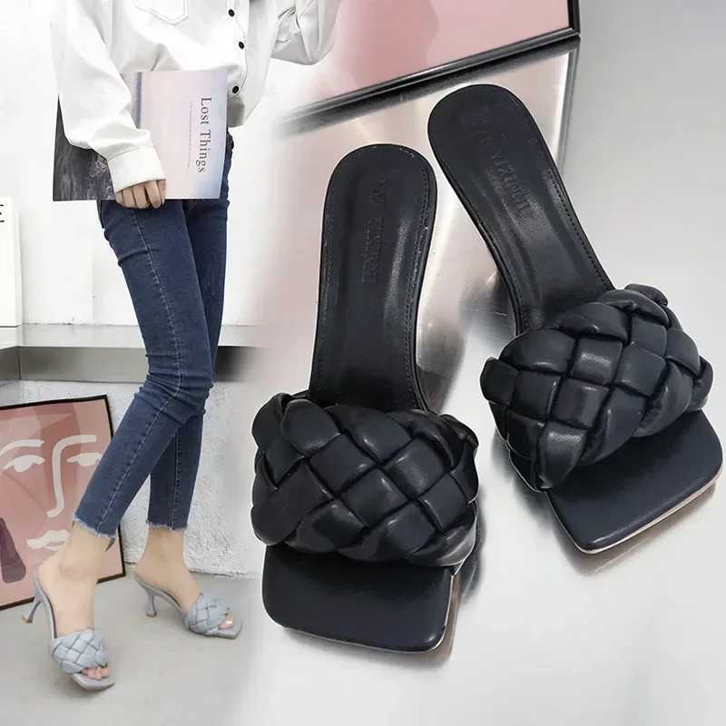 Luxury Slides Women 7cm High Heels Mules Fetish Pumps Individual Weave Leisure Blue Office Ladies Prom Slippers Womens ShoesXJ250311