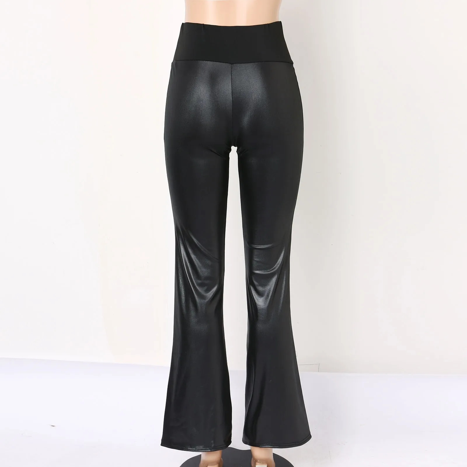 Top Sell Wide Pants For Women Stitching Leather Bell Bottoms Elastic Leather Pants Cargo Pants For Women Plus Size 250305