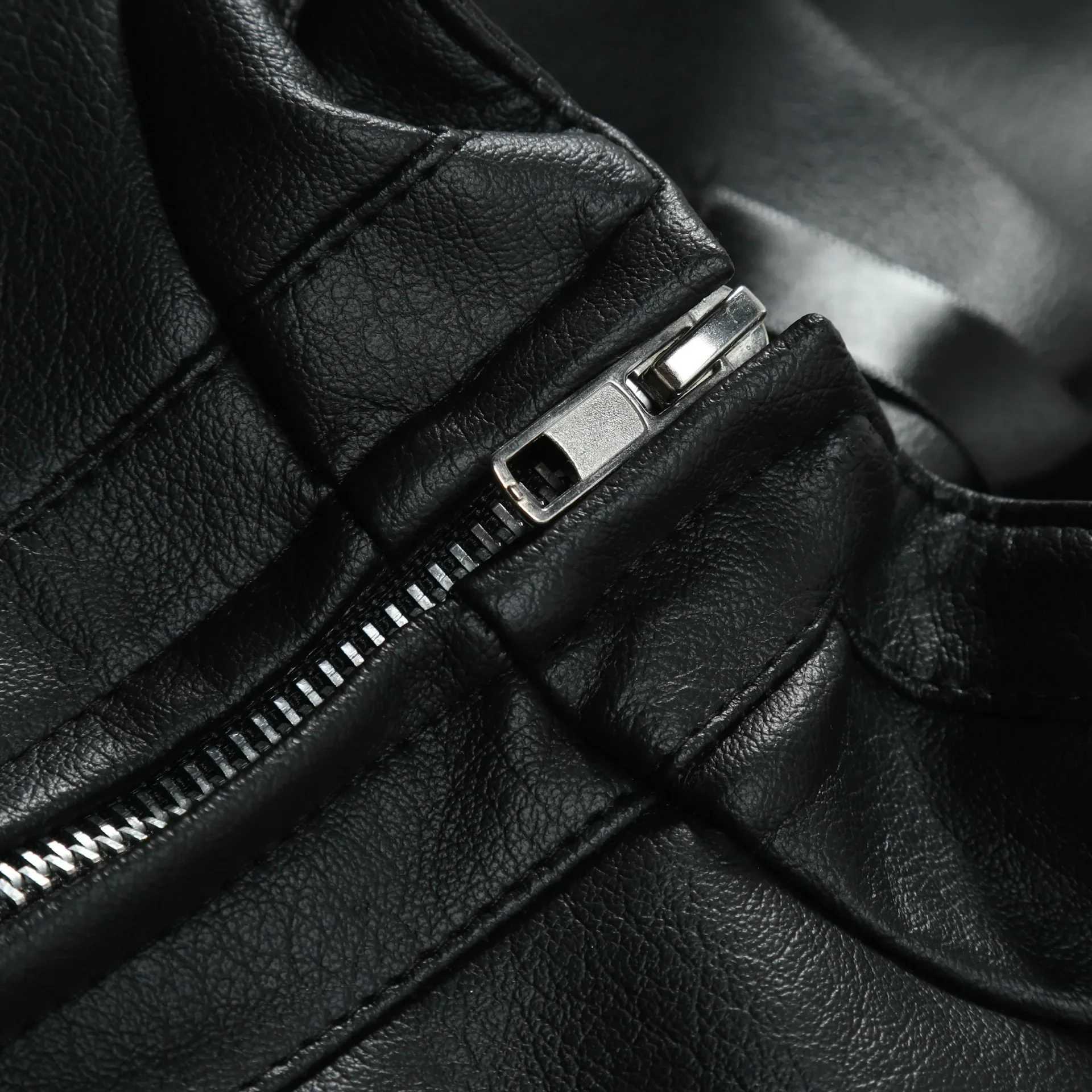 2023 Autumn Mens Fashion Leather Jacket Slim Fit Stand Collar Pu Jacket Male Anti-Wind Motorcycle Zipper Jackets Men OuterwearT250311