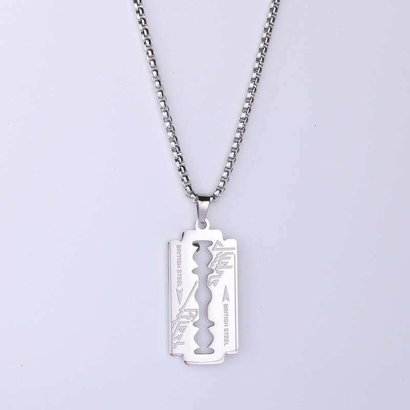 British rock band Judas Priest blade necklace, trendy men's razor pendant, hip-hop street dance accessories, women's