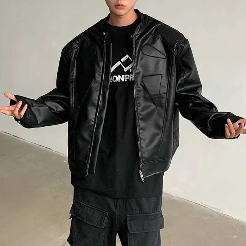 Niche Structure Design High-end Motorcycle Mens Washed PU Leather Jacket 2025 Spring Autumn New Fashion CoatT250311