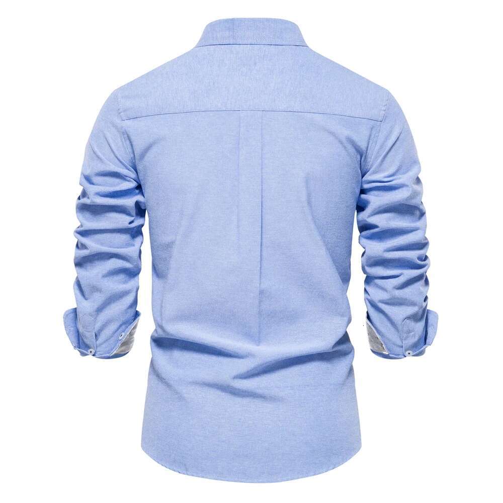 New Autumn Cotton Men's Oxford Shirt Long Sleeve Button Down Social Business Casual Shirts For Men